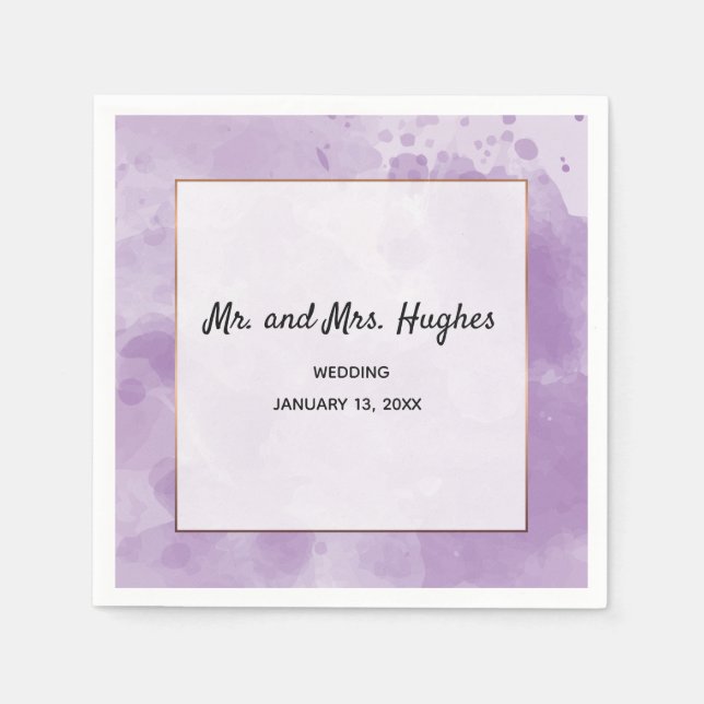 Serviette En Papier Elégant Lavender Lavender mariage aquarelle (Devant)
