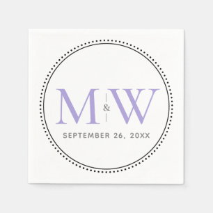 Serviette En Papier Élégant Lavender Monogram Mariage