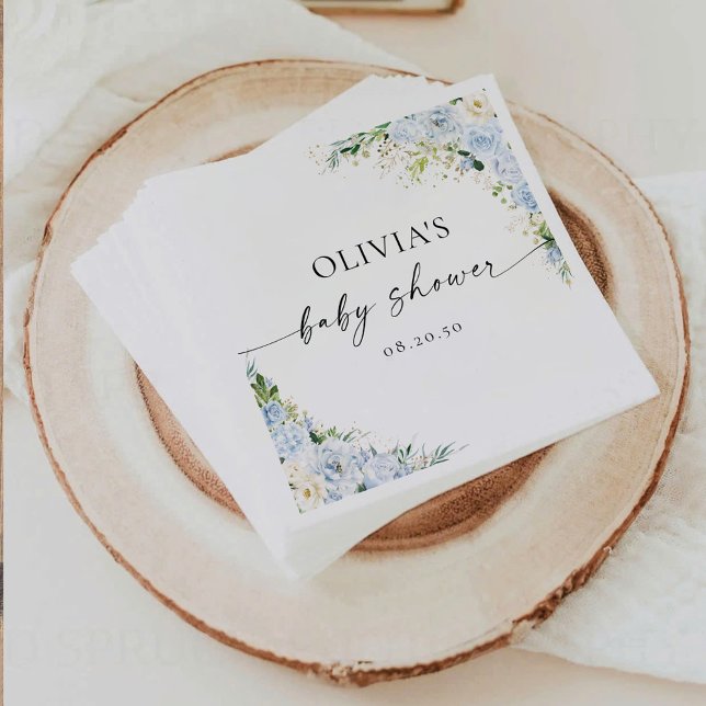 Serviette En Papier Elegant Light Blue Detail Baby Shower Paper Napki (Créateur téléchargé)