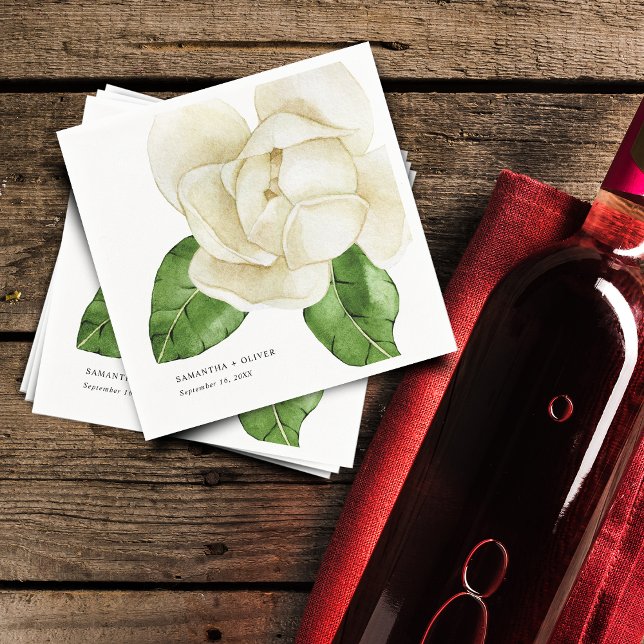 Serviette En Papier Élégant Livre Mariage blanc Magnolia (Elegant White Magnolia Wedding Paper Napkins)