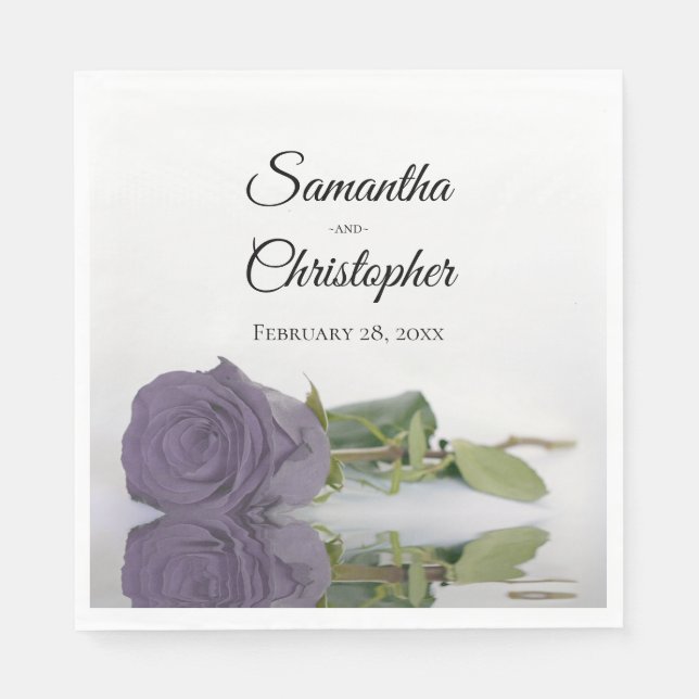 Serviette En Papier Élégant long Stemmed Dusty violet Mariage Rose (Devant)
