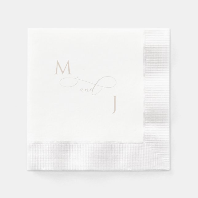 Serviette En Papier Élégant Lumineux Rouleau de Script Initiales Maria (Devant)