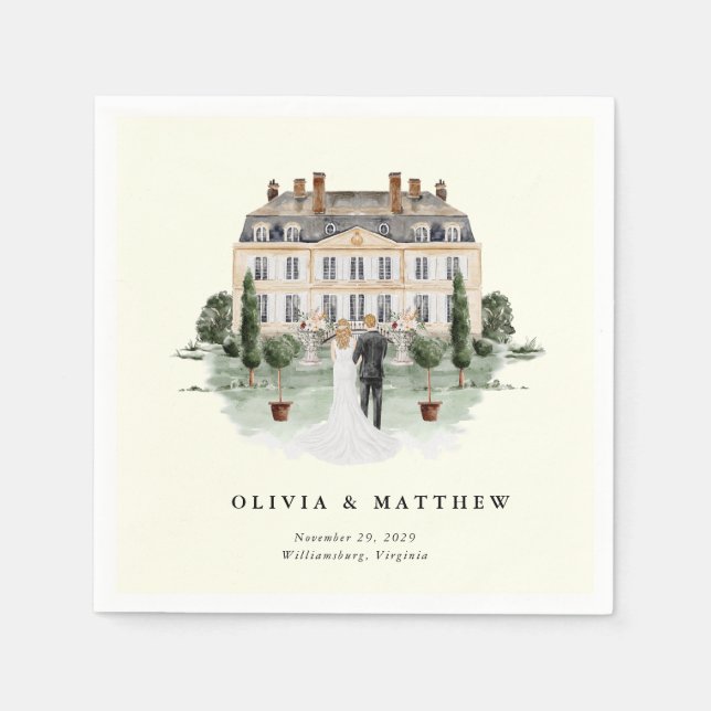 Serviette En Papier Elégant Manoir De Pays | Mariage campagnard de ran (Devant)