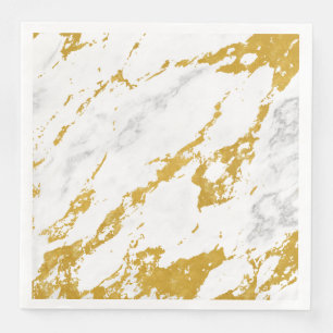 Serviette En Papier Elegant Marble6 - Gold and White