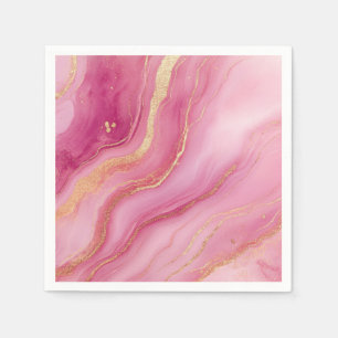 Serviette En Papier Élégant marbre rose et or