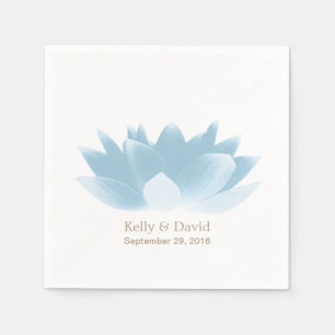 Serviette En Papier Élégant Mariage à fleurs de Lotus Bleu