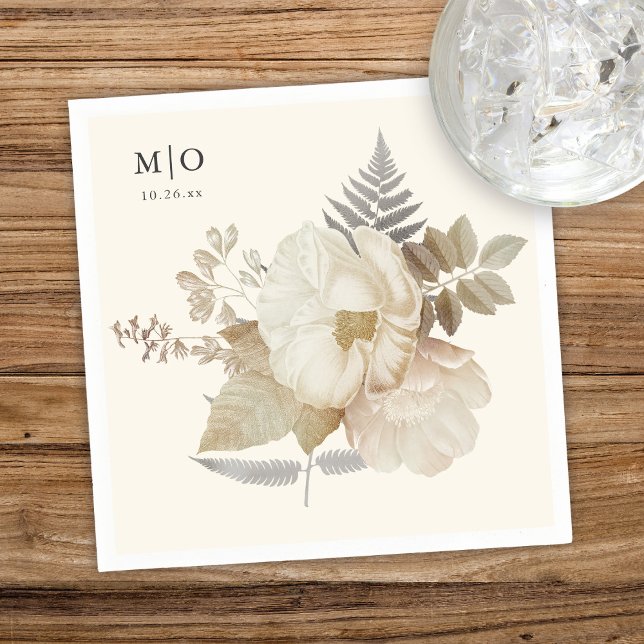 Serviette En Papier Élégant Mariage à la crème Flore Chic Earthy (Créateur téléchargé)