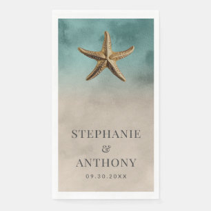 Serviette En Papier Elégant Mariage à thème de plage de Starfish Gold