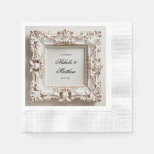 Serviette En Papier Elégant Mariage baroque en Crème