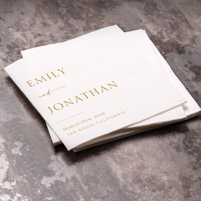 Serviette En Papier Élégant Mariage blanc et or Classy (Créateur téléchargé)