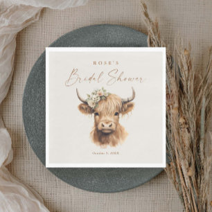 Serviette En Papier Élégant Mariage Bohème Vache des Highlands