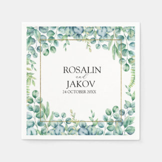 Serviette En Papier Élégant Mariage Botanique de Verdure