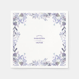 Serviette En Papier Élégant Mariage botanique violet