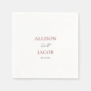 Serviette En Papier Elégant Mariage bourguignon et noir