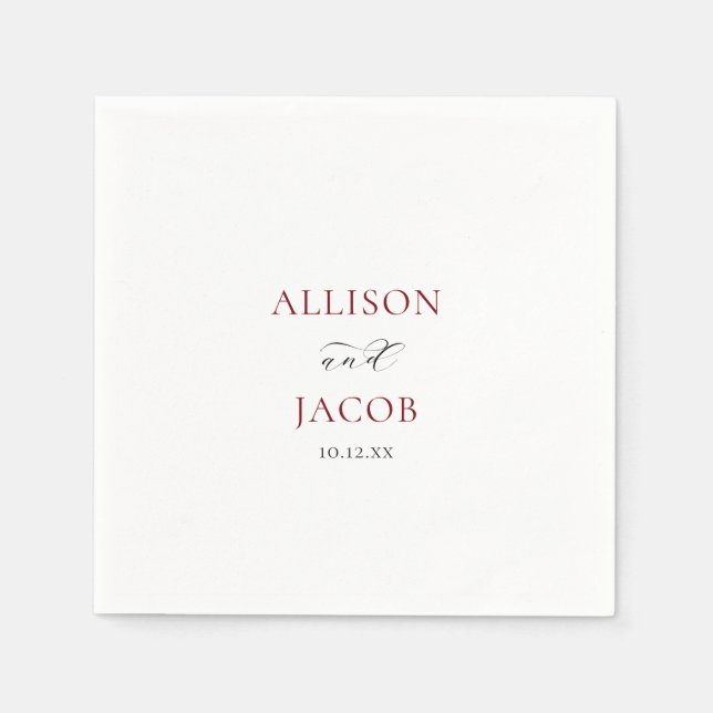 Serviette En Papier Elégant Mariage bourguignon et noir (Devant)