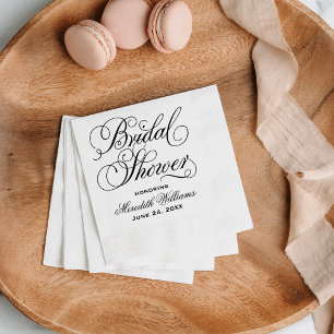 Serviette En Papier Élégant mariage calligraphié en noir pour la douch