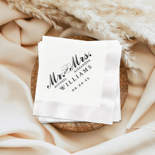 Serviette En Papier Élégant Mariage Calligraphie Monsieur et Madame No
