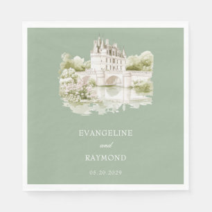 Serviette En Papier Élégant mariage dans un jardin de manoir à l'aquar