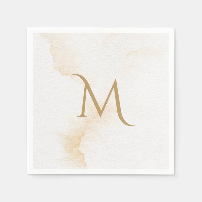 Serviette En Papier Élégant Mariage d'aquarelle de Monogramme rustique (Devant)