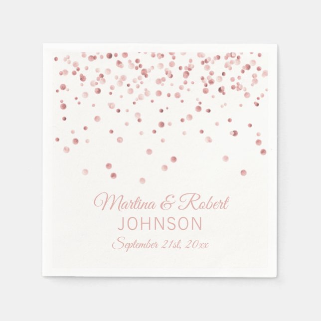 Serviette En Papier Élégant Mariage de Confetti Blanc Rose Or Personna (Devant)