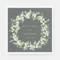 Elégant Mariage de courge vert Snowberry+Eucalyptu
