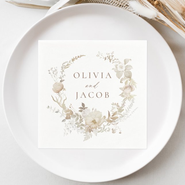 Serviette En Papier Élégant Mariage de couronne Vintage (Créateur téléchargé)