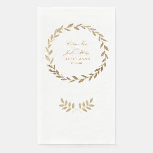Serviette En Papier Élégant Mariage de couronnes d'olivier d'or