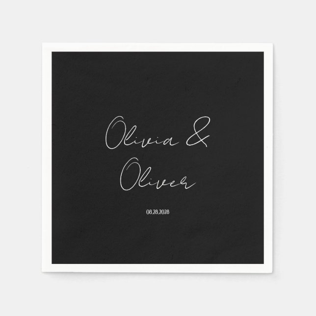 Serviette En Papier Élégant Mariage de Cravate noire (Devant)