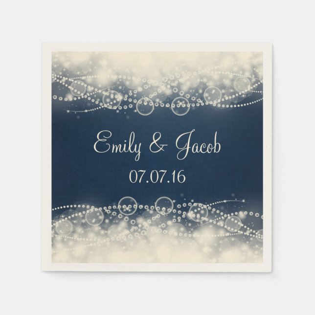 Serviette En Papier Elégant Mariage de dentelle et perles (Devant)