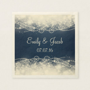 Serviette En Papier Elégant Mariage de dentelle et perles