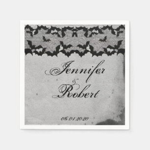 Serviette En Papier Élégant Mariage de dentelle gothique de chauve-sou