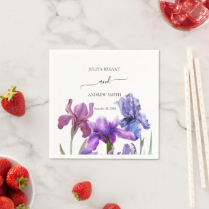 Serviette En Papier Élégant mariage de fleur Iris