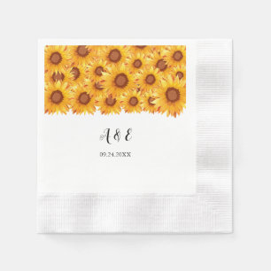 Serviette En Papier Élégant Mariage de fleurs de tournesol serviettes