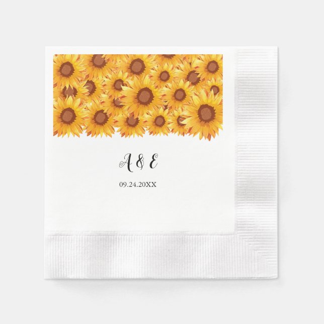 Serviette En Papier Élégant Mariage de fleurs de tournesol serviettes (Devant)