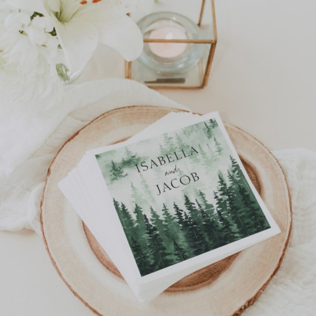 Serviette En Papier Élégant Mariage de la forêt de pins (Créateur téléchargé)