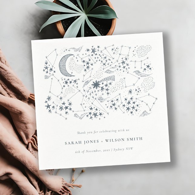 Serviette En Papier Élégant Mariage de la Lune de nuit étoilée de la M (Créateur téléchargé)