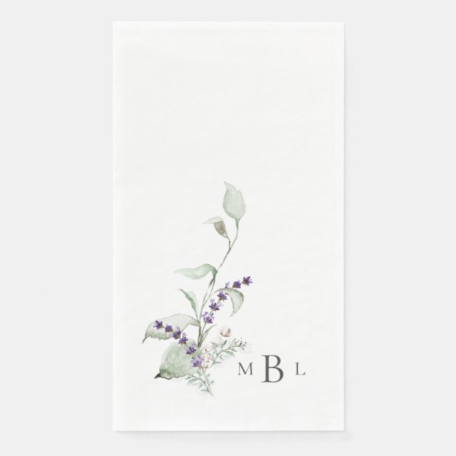 Serviette En Papier Élégant Mariage de monogramme et de liage (Devant)