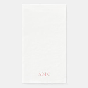 Serviette En Papier Élégant Mariage de monogramme rose/blanc