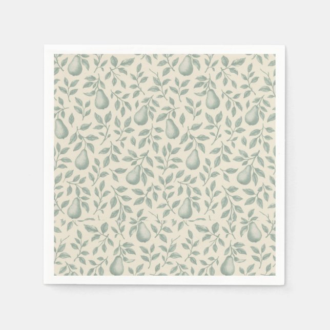 Serviette En Papier Élégant Mariage de poire verte (Devant)