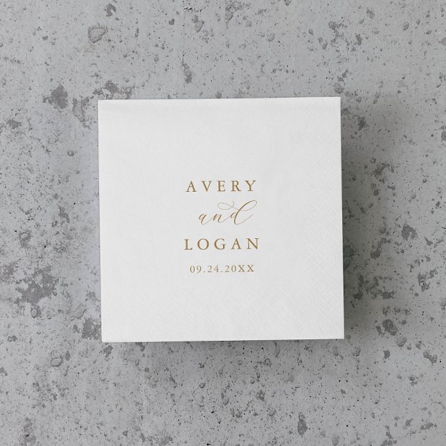 Serviette En Papier Élégant Mariage de script or Napkins (Créateur téléchargé)