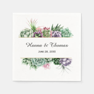 Serviette En Papier Élégant Mariage de succulent botanique du désert