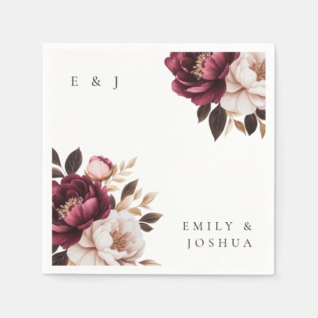 Serviette En Papier Élégant Mariage d'or de Bourgogne (Devant)