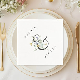 Serviette En Papier Elégant Mariage Fleur sauvage aquarelle