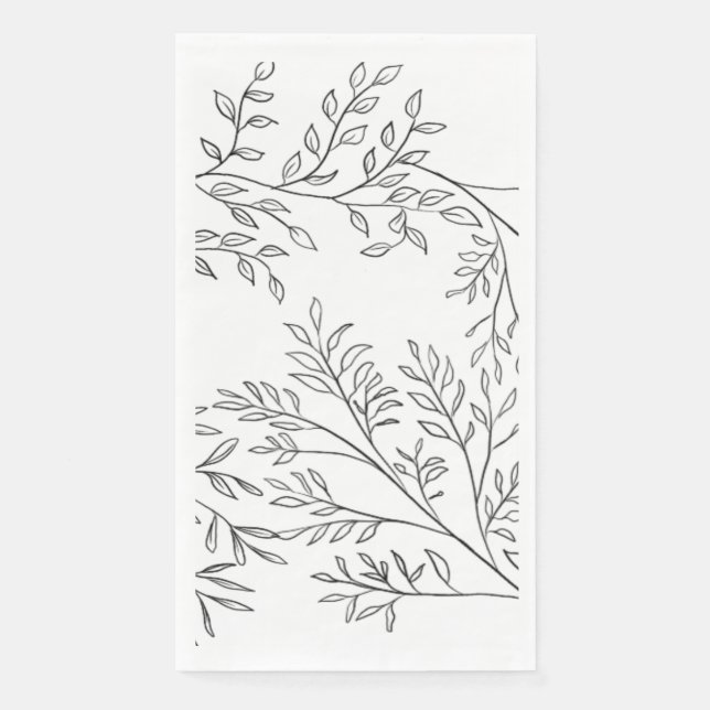 Serviette En Papier Élégant Mariage floral croqué (Devant)