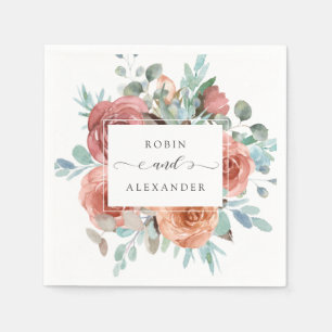 Serviette En Papier Élégant Mariage floral Ethéal