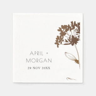 SERVIETTE EN PAPIER ÉLÉGANT MARIAGE FLORAL FOIL HYDRANGEA EN CUIVRE