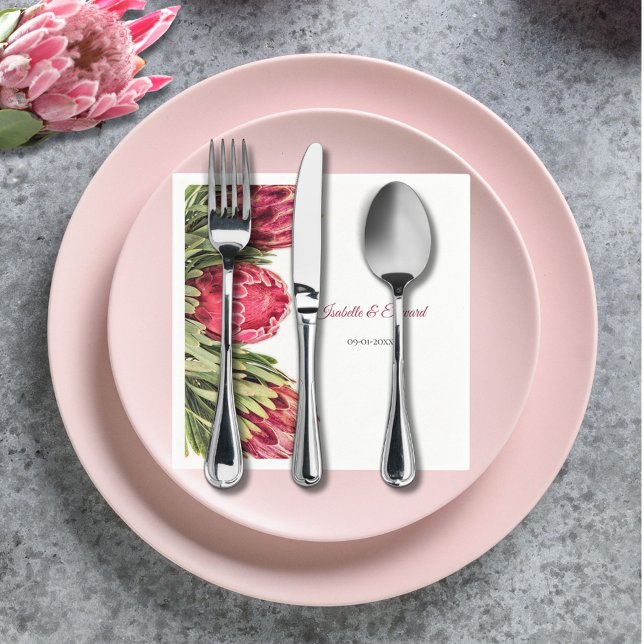 Serviette En Papier Élégant Mariage floral rose tropicale (Créateur téléchargé)