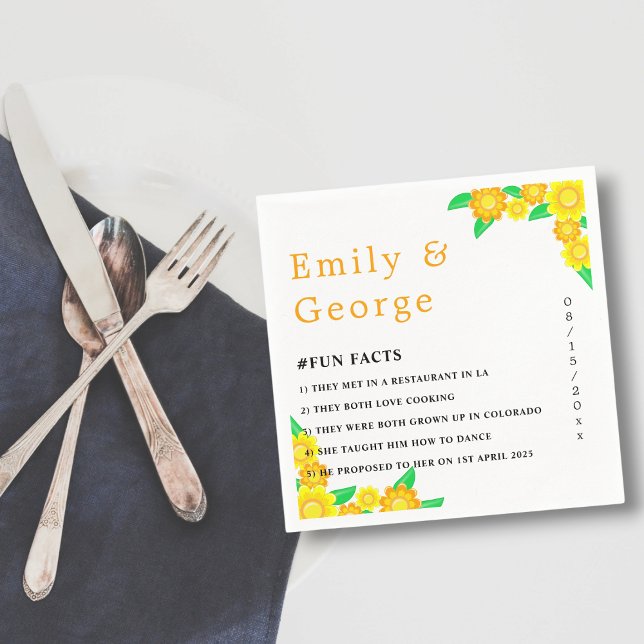 Serviette En Papier Élégant Mariage floral rustique tournesol été (Créateur téléchargé)