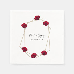 Serviette En Papier Élégant Mariage géométrique rouge rose