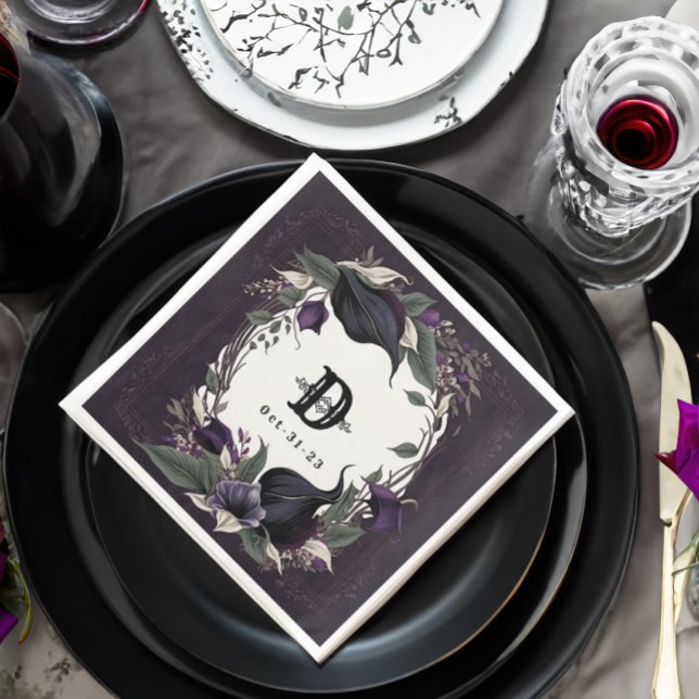 Serviette En Papier Élégant Mariage gothique monogramme (Créateur téléchargé)